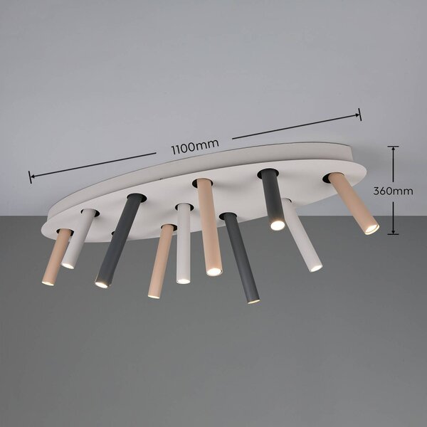 Trio Lighting Stropní světlo Terloa, barevné, délka 110 cm, kov, 11ramenné, Vícebarevná, Obývací pokoj / jídelna, kov, Moderní
