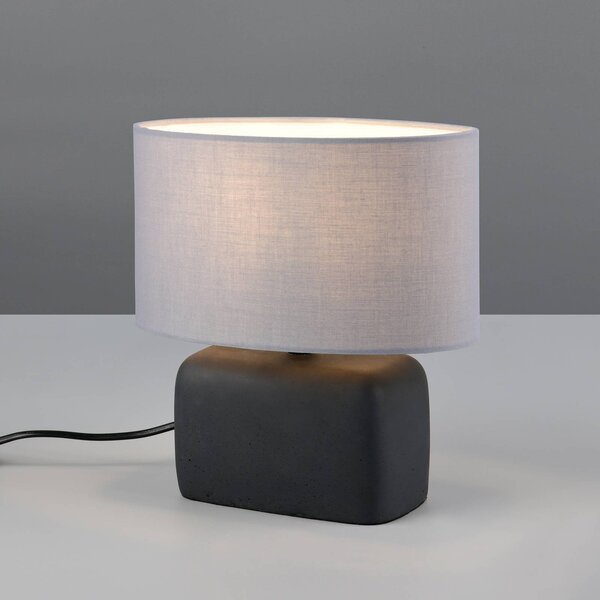 Trio Lighting Stolní lampa Livare, výška 24 cm, šedá/černá, beton/látka, Černá, Obývací pokoj / jídelna, Beton