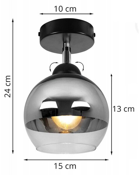 Bodové svítidlo Bergen, 1x chromové/transparentní skleněné stínítko, (možnost polohování), (fi 15cm)