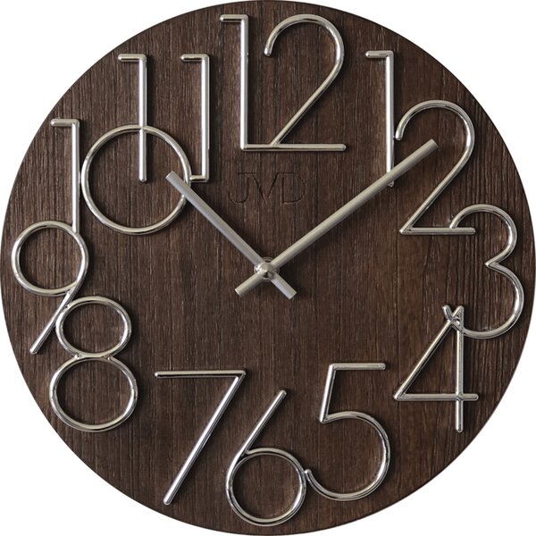 Nástěnné dřevěné hodiny JVD HT99.3 s vypáleným logem hodin - POSLEDNÍ KS Domažlice (POŠTOVNÉ ZDARMA!!)