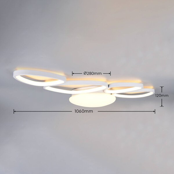 Trio Lighting LED stropní svítidlo Amelio, bílé, 102 cm, dálkové ovládání, stmívatelný, Bílá / opál, Obývací pokoj / jídelna, Plast, Moderní