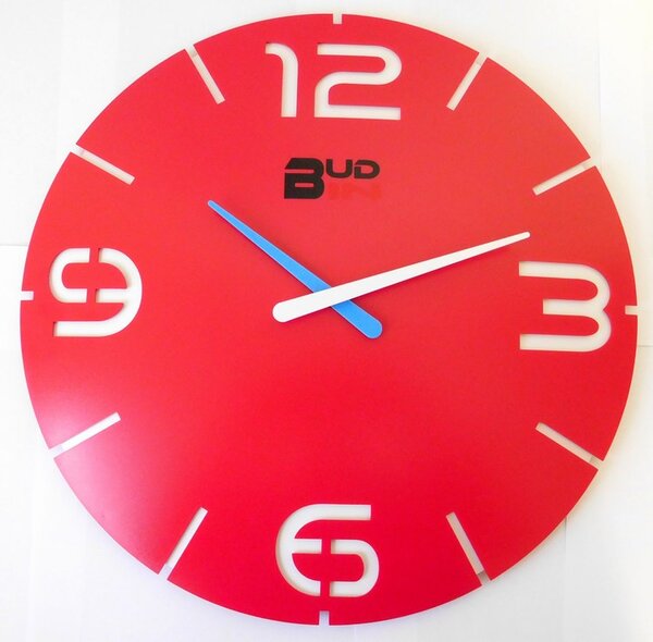 Červené plastové designové nástěnné hodiny BUD-IN C1909.2