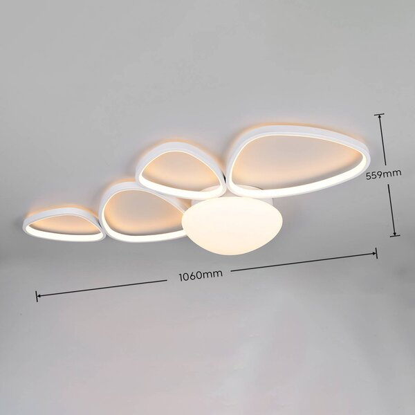 Trio Lighting LED stropní svítidlo Amelio, bílé, 102 cm, dálkové ovládání, stmívatelný, Bílá / opál, Obývací pokoj / jídelna, Plast, Moderní