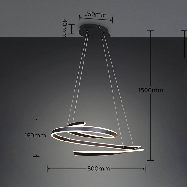 Trio Lighting LED závěsné světlo Arlington, matná černá, délka 80 cm, kov,, stmívatelný, Černá, Obývací pokoj / jídelna, kov, Moderní