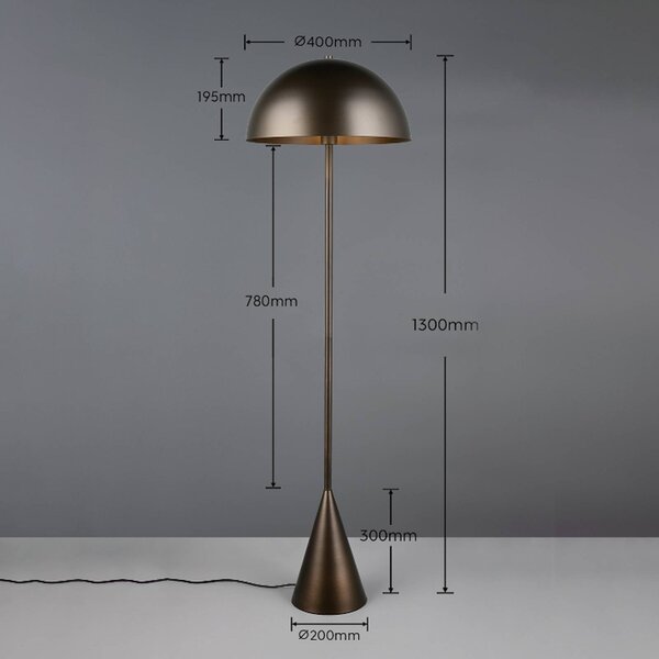 Trio Lighting Stojací lampa Alfie, platinová barva, výška 130 cm, kov, E27, Hliník / šedá / zinek, Obývací pokoj / jídelna, kov
