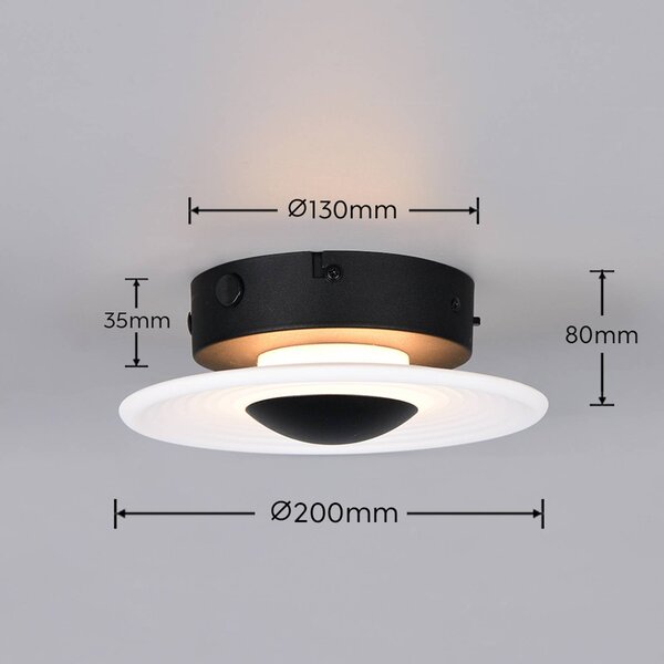 Trio Lighting LED nástěnné světlo Sirena, bílá, Ø 20 cm, sklo,, stmívatelný, Bílá / opál, Obývací pokoj / jídelna, kov
