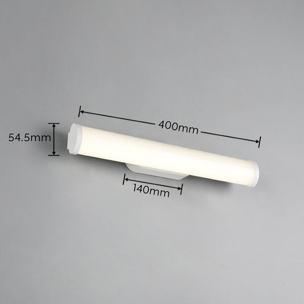 Trio Lighting LED nástěnné světlo Ernesto, matná bílá, šířka 40 cm, 4 000 K, IP44, Bílá / opál, Koupelna, kov, Moderní