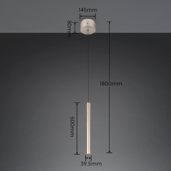 Trio Lighting LED závěsné světlo Arimato, Ø 4 cm, krémová, kov,, Krémová / jantar, Obývací pokoj / jídelna, kov, Moderní