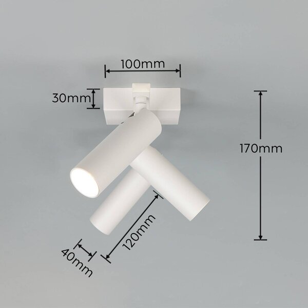 Trio Lighting Stropní bodové světlo Dara, délka 46 cm, šedý, kov, 3ramenný., Hliník / šedá / zinek, Obývací pokoj / jídelna, kov, Moderní