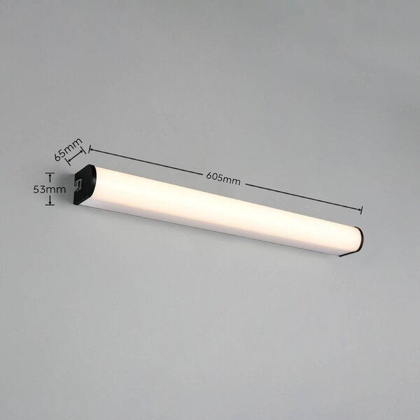 Trio Lighting LED nástěnné světlo Giacomo, šířka 60 cm, černá, kov, IP44, Černá, Koupelna, kov, Moderní