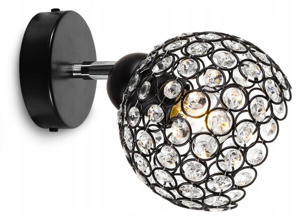 Bodové svítidlo Crystal, 1x černé křišťálové stínítko, (možnost polohování)