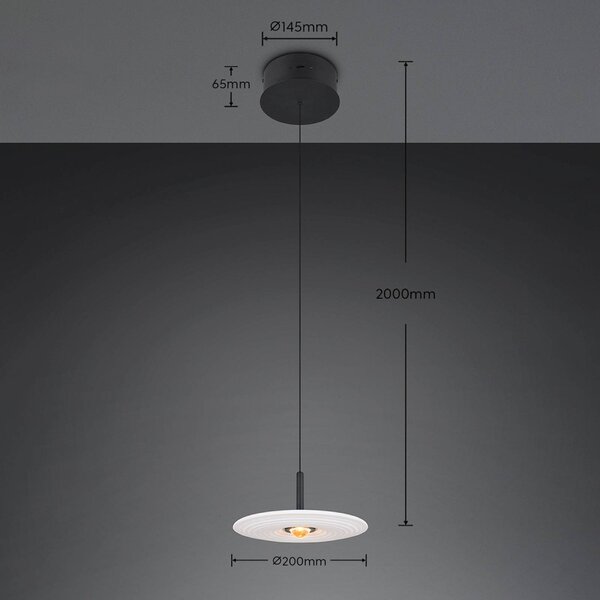 Trio Lighting LED závěsné světlo Sirena, bílá, Ø 20 cm, sklo,, stmívatelný, Bílá / opál, Obývací pokoj / jídelna, kov