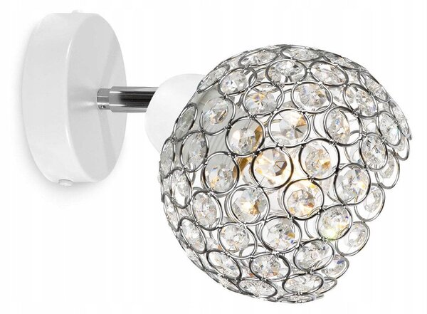 Bodové svítidlo Crystal, 1x stříbrné křišťálové stínítko, (výběr ze 2 barev konstrukce - možnost polohování)