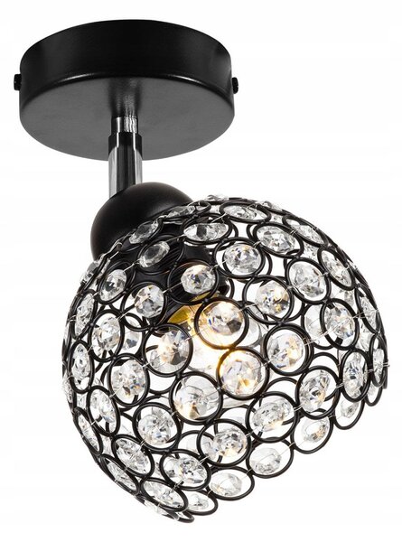 Bodové svítidlo Crystal, 1x černé křišťálové stínítko, (možnost polohování)