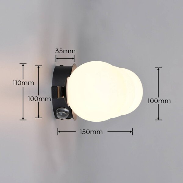 Trio Lighting Nástěnné světlo Alfio, 50 cm, černé, kov/sklo, IP44, 3 žárovky, Černá, Koupelna, kov, Moderní