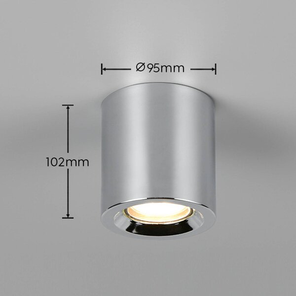 Trio Lighting Stropní světlo Biscotto, chromová barva, Ø 9,5 cm, kov, IP44, Chrom / stříbro, Obývací pokoj / jídelna, kov, Moderní