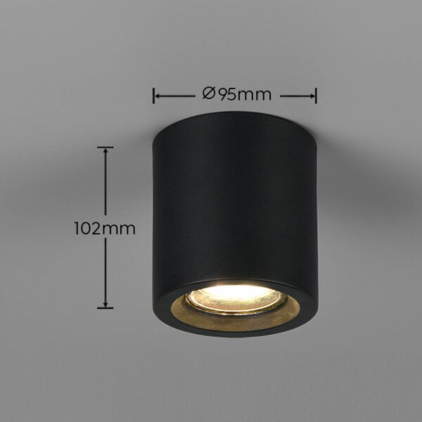 Trio Lighting Stropní světlo Biscotto, matná černá, Ø 9,5 cm, kov, IP44, Černá, Obývací pokoj / jídelna, kov, Moderní