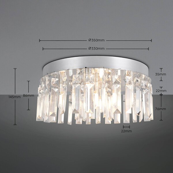 Trio Lighting Stropní světlo Tommaso, bílé, Ø 35 cm, plast, IP44, Čirá / transparetní, Obývací pokoj / jídelna, Plast