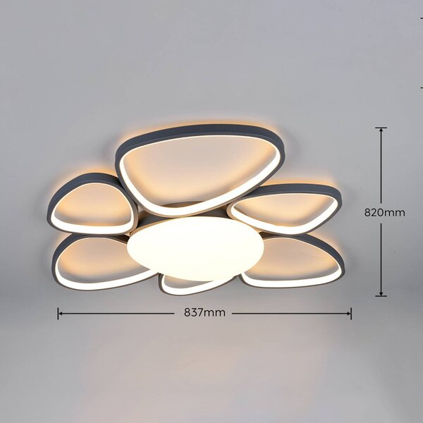 Trio Lighting LED stropní svítidlo Amelio, černé, 85 cm, dálkové ovládání, stmívatelný, Bílá / opál, Obývací pokoj / jídelna, Plast, Moderní