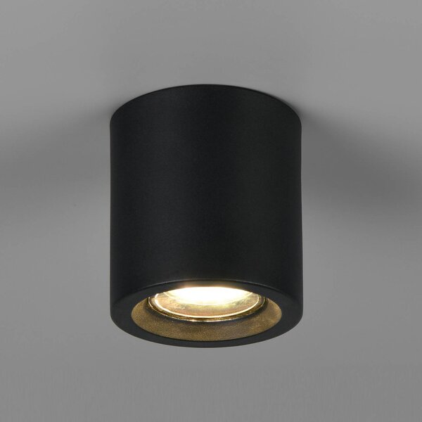 Trio Lighting Stropní světlo Biscotto, matná černá, Ø 9,5 cm, kov, IP44, Černá, Obývací pokoj / jídelna, kov, Moderní