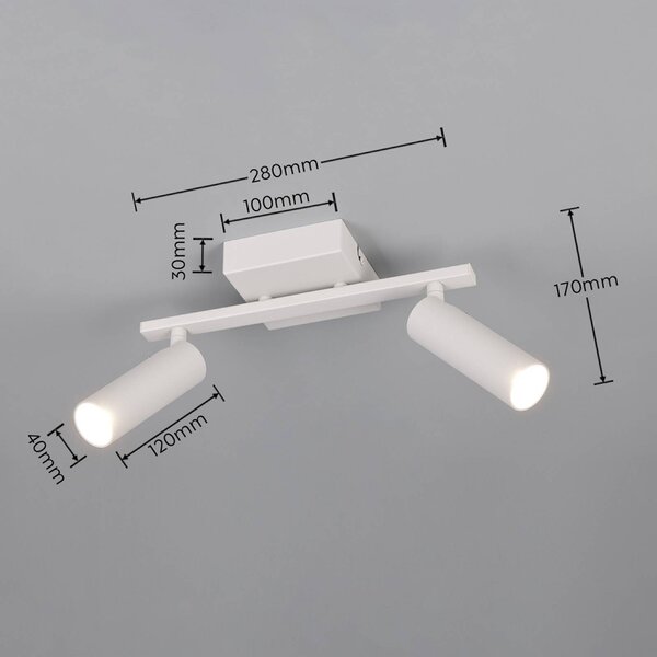 Trio Lighting Stropní bodové světlo Dara, délka 28 cm, šedý, kov, 2křídlý., Hliník / šedá / zinek, Obývací pokoj / jídelna, kov, Moderní