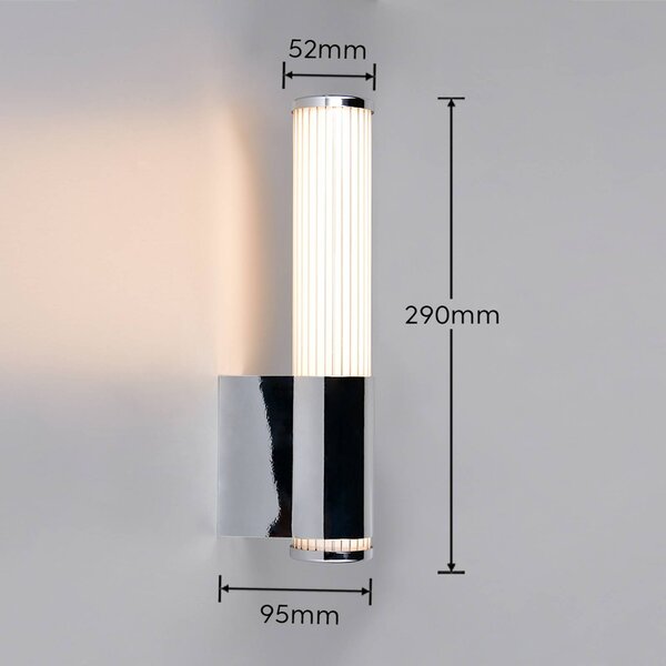 Trio Lighting LED nástěnné světlo Stefano, chromová, výška 29 cm, kov, IP44, Chrom / stříbro, Koupelna, Plast, Moderní