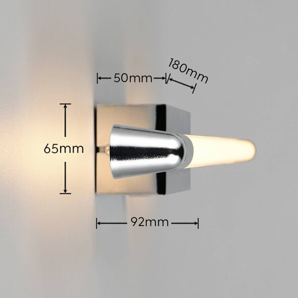 Trio Lighting LED nástěnné světlo Alberto, chrom, šířka 71 cm, kov, IP44, stmívatelný, Chrom / stříbro, Koupelna, kov, Moderní