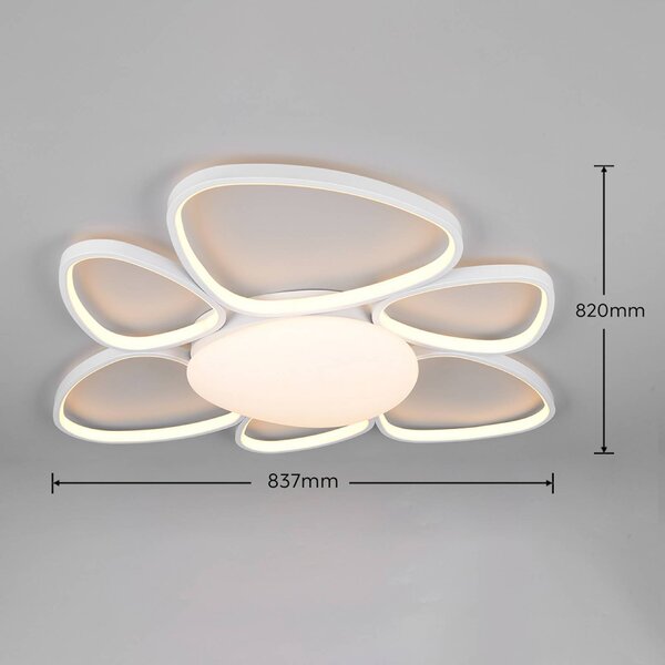 Trio Lighting LED stropní svítidlo Amelio, bílé, 85 cm, dálkové ovládání, stmívatelný, Bílá / opál, Obývací pokoj / jídelna, Plast, Moderní