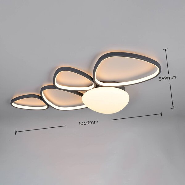 Trio Lighting LED stropní svítidlo Amelio, černé, 102 cm, dálkové ovládání, stmívatelný, Bílá / opál, Obývací pokoj / jídelna, Plast, Moderní