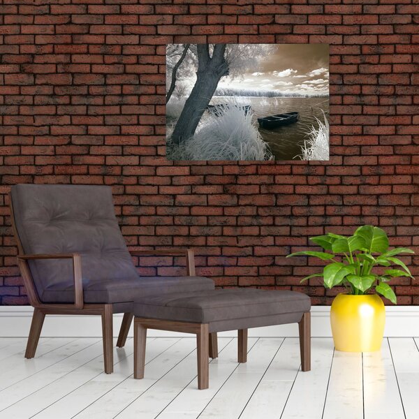 Obraz loďky na jezeře (70x50 cm)