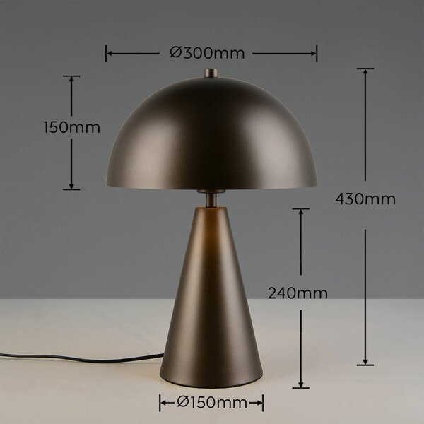 Trio Lighting Stolní lampa Alfie, platinová barva, výška 43 cm, kov, E27, Hliník / šedá / zinek, Obývací pokoj / jídelna, kov