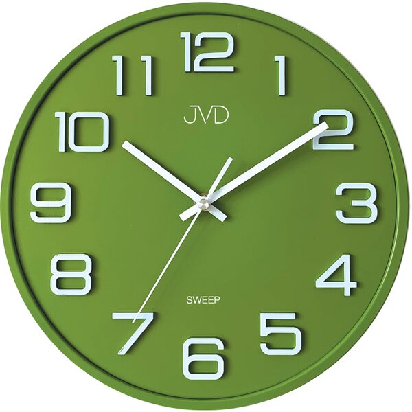 Plastové pastelové nástěnné tiché netikající dětské hodiny JVD HX2472.2 (zelené pastelové nástěnné hodiny)