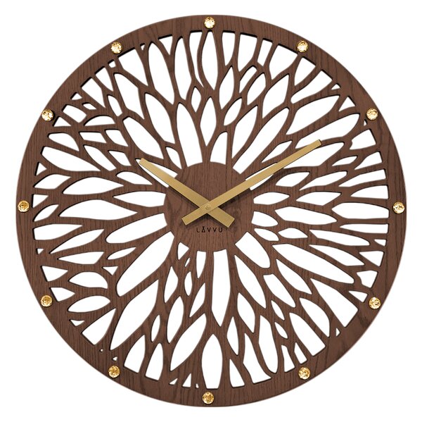 Obrovské impozantní tmavé dřevěné hodiny LAVVU WOOD LCT1180 (exkluzivní dřevěné hodiny - průměr 49cm)