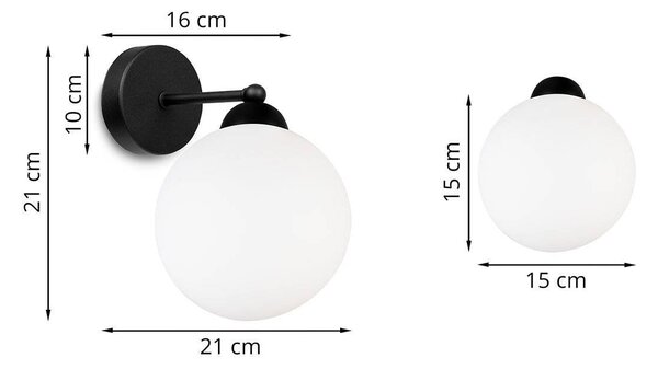 Nástěnné svítidlo Florence 1, 1x bílé skleněné stínítko