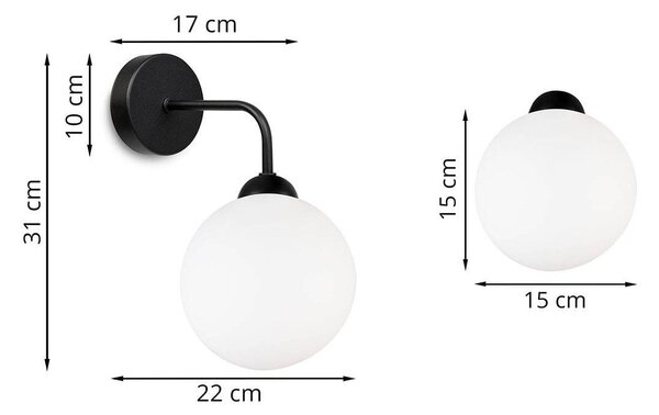 Nástěnné svítidlo Florence, 1x bílé skleněné stínítko