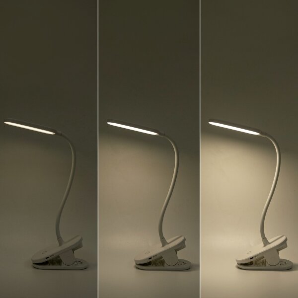 Aigostar-LED Stmívatelná nabíjecí stolní lampa s klipem LED/2,5W/5V 1200mAh bílá