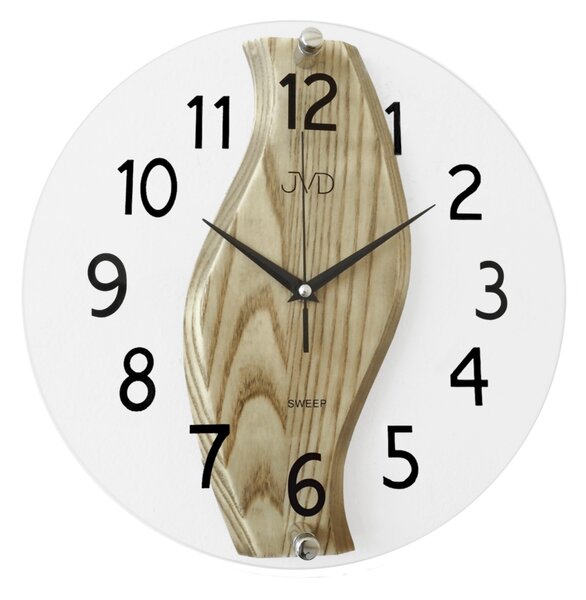 Skleněné dřevěné netikající tiché nástěnné hodiny JVD NS19036/78 (POŠTOVNÉ ZDARMA!!!)