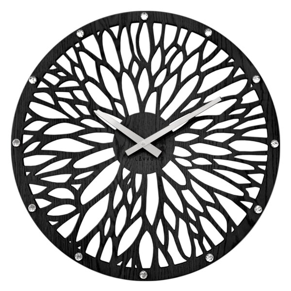 Obrovské impozantní černé dřevěné hodiny LAVVU WOOD LCT1182 (exkluzivní dřevěné hodiny - průměr 49cm)