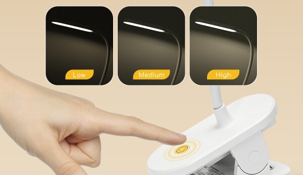 Aigostar-LED Stmívatelná nabíjecí stolní lampa s klipem LED/2,5W/5V 1200mAh bílá