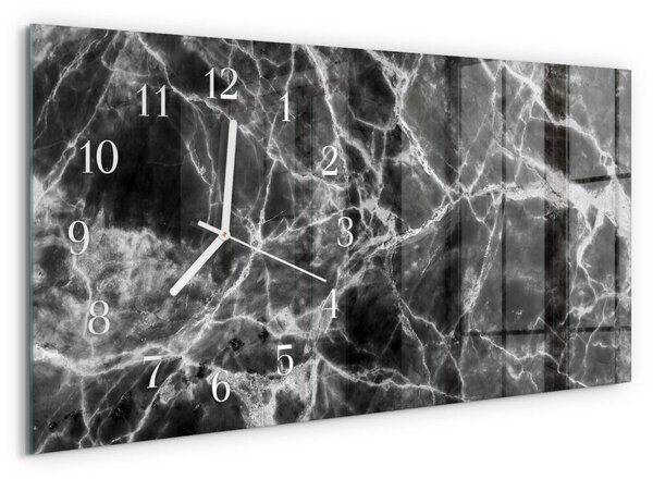 Skleněné hodiny horizontální Černý mramor zsppb-60x30-00295298