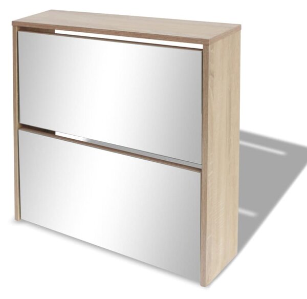 Botník dvoupatrový zrcadlo dub 63 x 17 x 67 cm