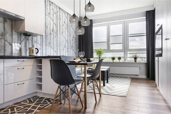 Závěsné svítidlo Crystal, 4x černé křišťálové stínítko