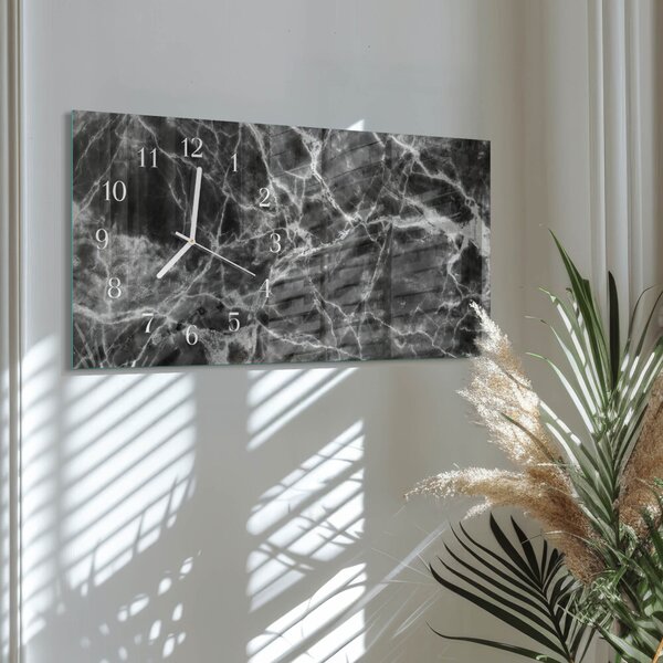 Skleněné hodiny horizontální Černý mramor zsppb-60x30-00295298