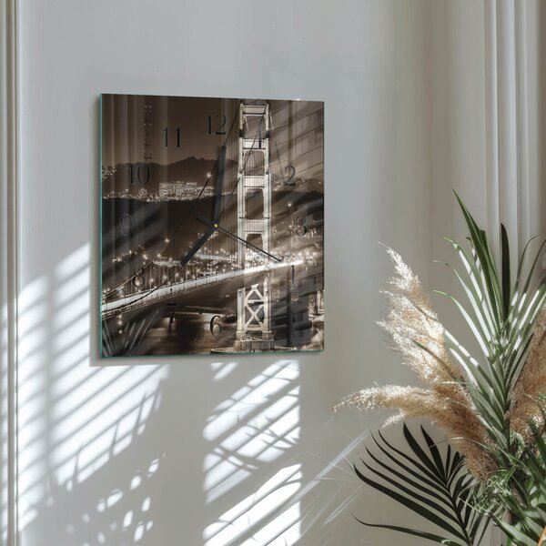 Skleněné hodiny na stěnu Most zskc-30x30-00178623