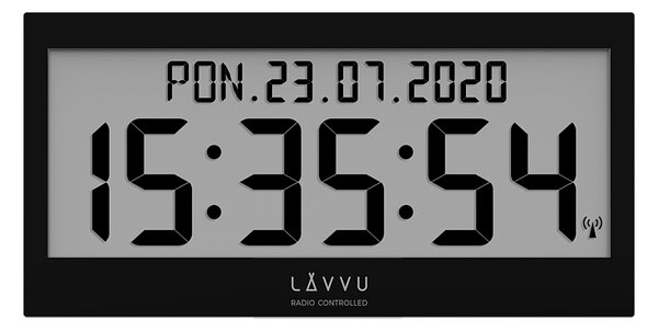 Černé digitální hodiny s češtinou LAVVU MODIG řízené rádiovým signálem LCX0011 (Černé digitální hodiny s češtinou LAVVU MODIG řízené rádiovým signálem LCX0011)