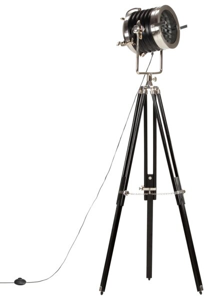 Stojací lampa na stativu černá masivní mangovník 171 cm