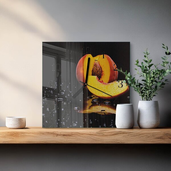 Skleněné hodiny na stěnu Broskev zskc-30x30-00182673