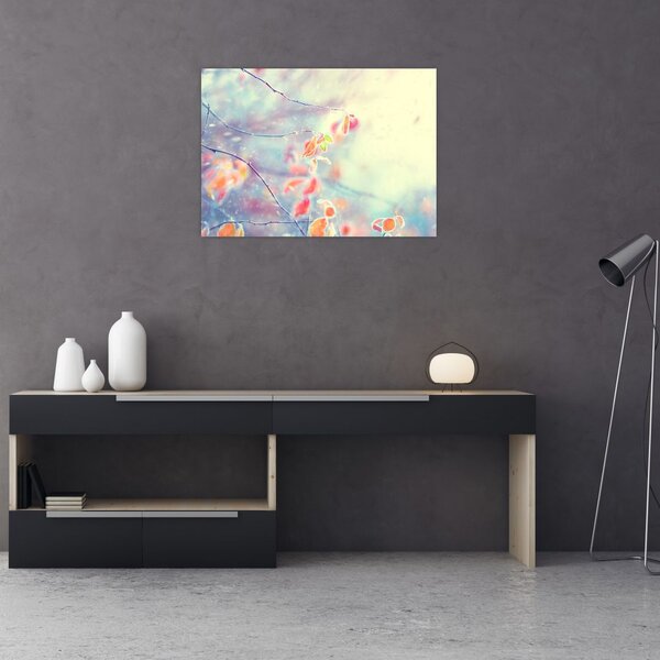Obraz - Lístky v ledu (70x50 cm)