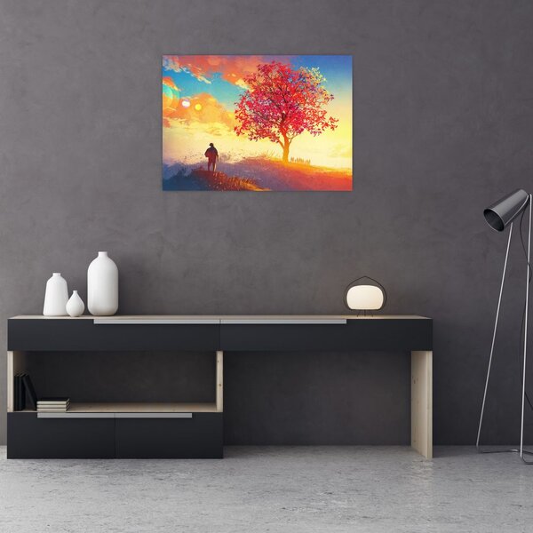 Obraz stromu na kopci (70x50 cm)