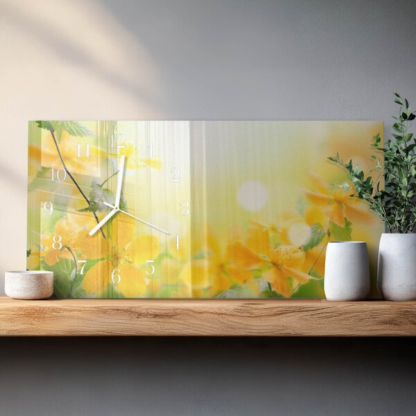 Skleněné hodiny horizontální Květiny zsppb-60x30-00295257